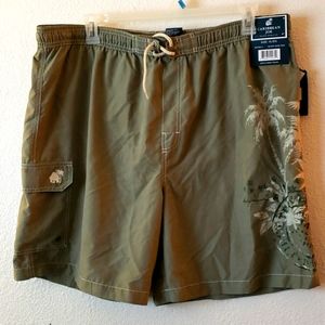 Caribbean Joe Swim Trunks w/Palm Tree Print SZ XL